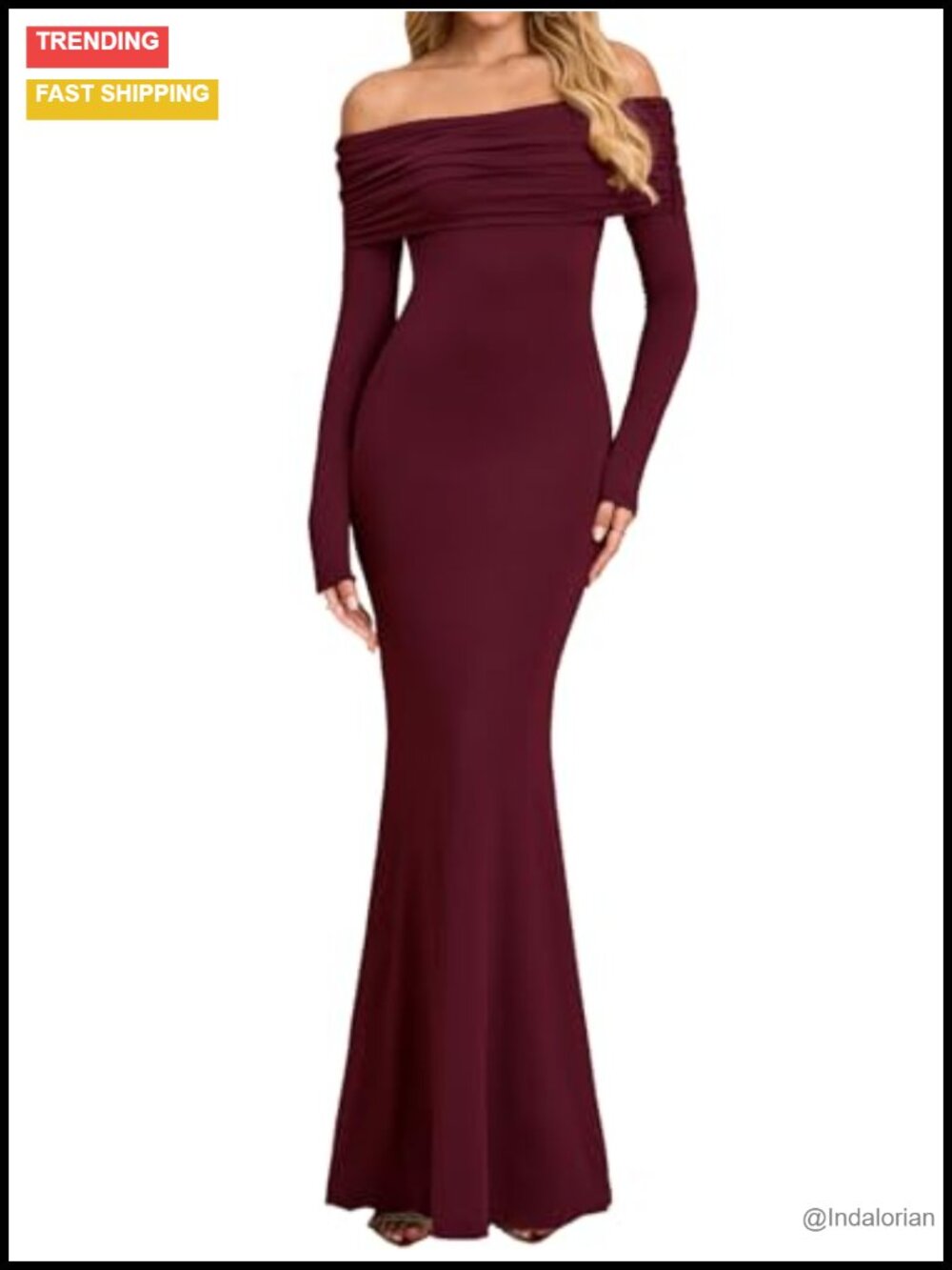 Off Shoulder Long Sleeve Maxi Dress Ruched Bodycon Formal Wedding Guest